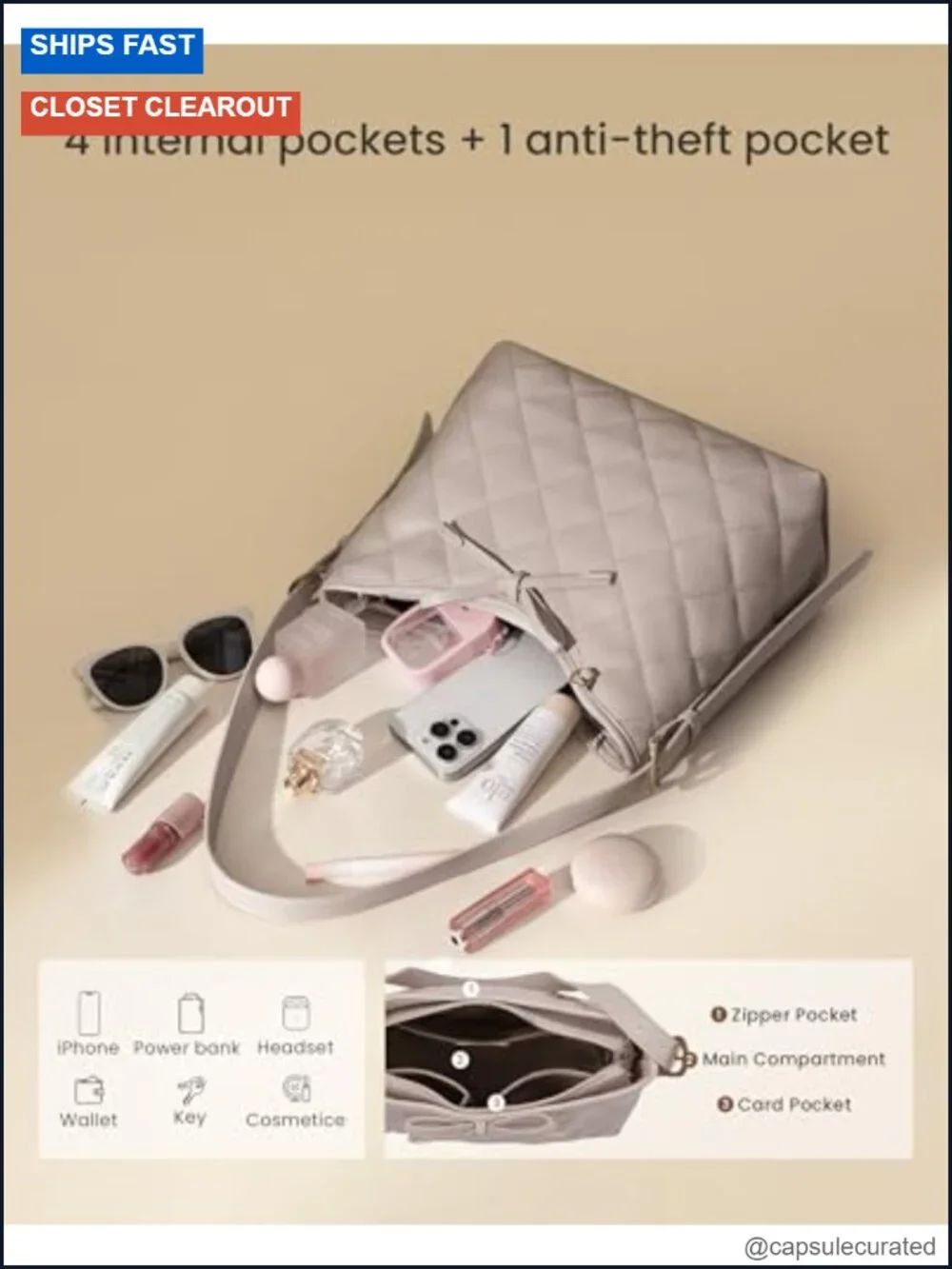 Quilted Faux Leather Hobo Crossbody Purse Women Handbag